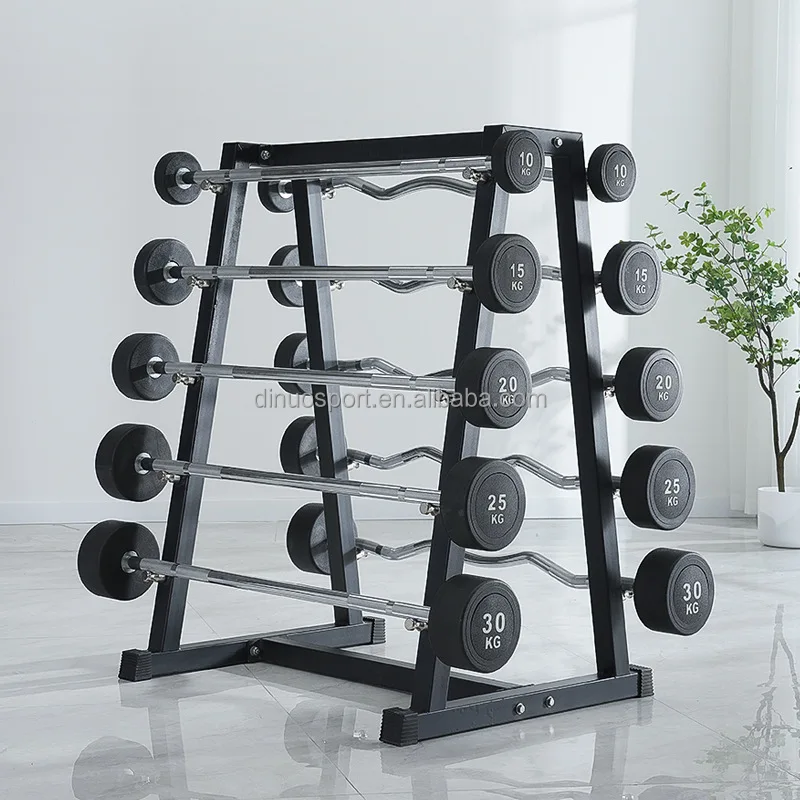 Dinuo High Quality Straight Curl Barbell Weight Rack  Storage Holder Ideal for weight-training