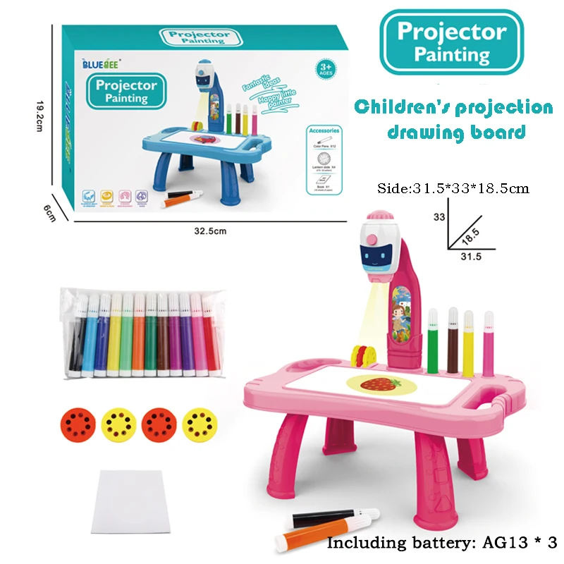 Children Painting Board Desk Led Projector Art Drawing Toys Set Drawing Projector Educational Toy For Kids