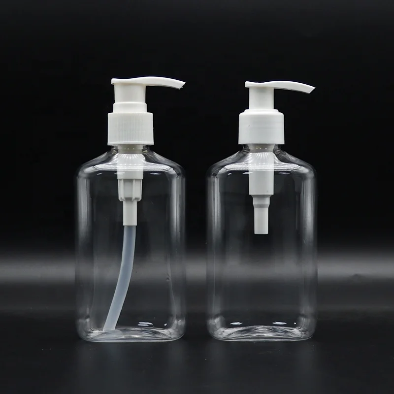 Manufacturer 250ml flat square bottle PET bottle for hand sanitizer shower gel