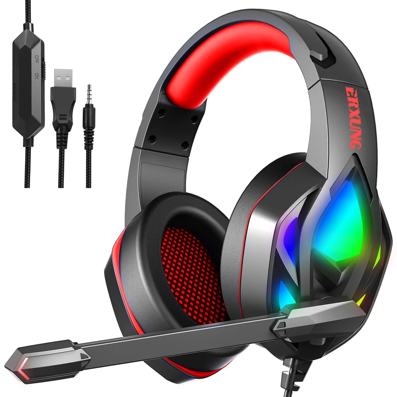 Hot sale wholesale  H100 ANC gaming headphones casque Overhead Foldable Stereo Sound Headband Wired RGB Gaming Headset