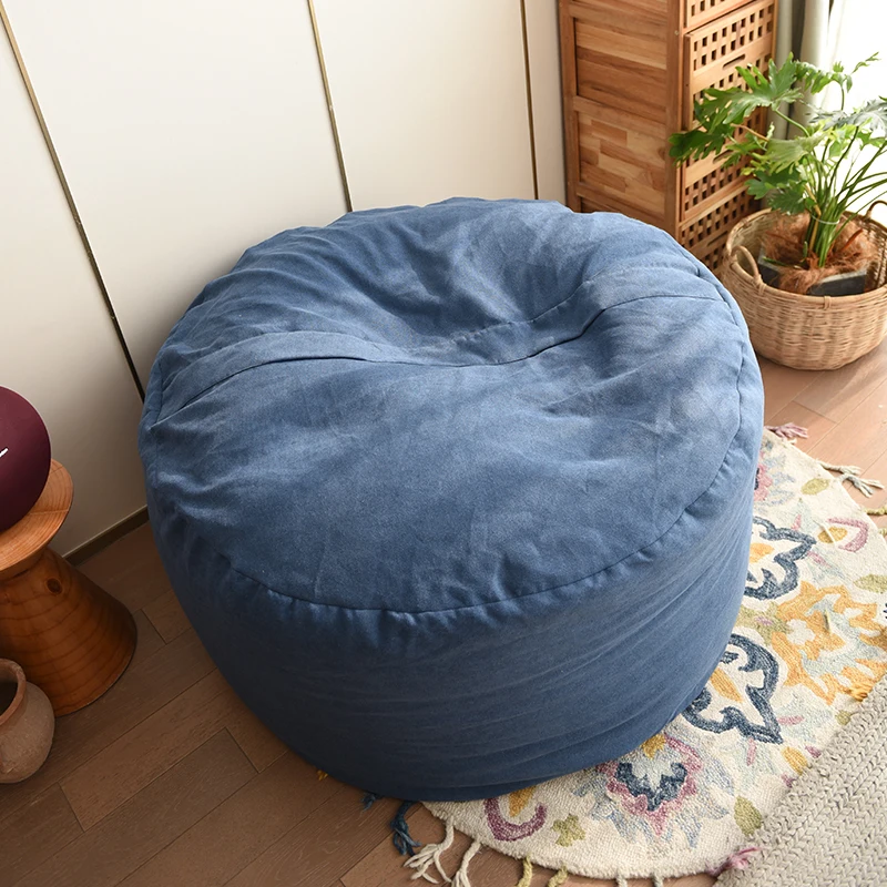 YUNJIN Velvet Giant One Seat Foam Filled Bean Bag Soft Comfortable Bedroom Corner Sofa Chairs Bean Bags For Adults Navy Blue XXL