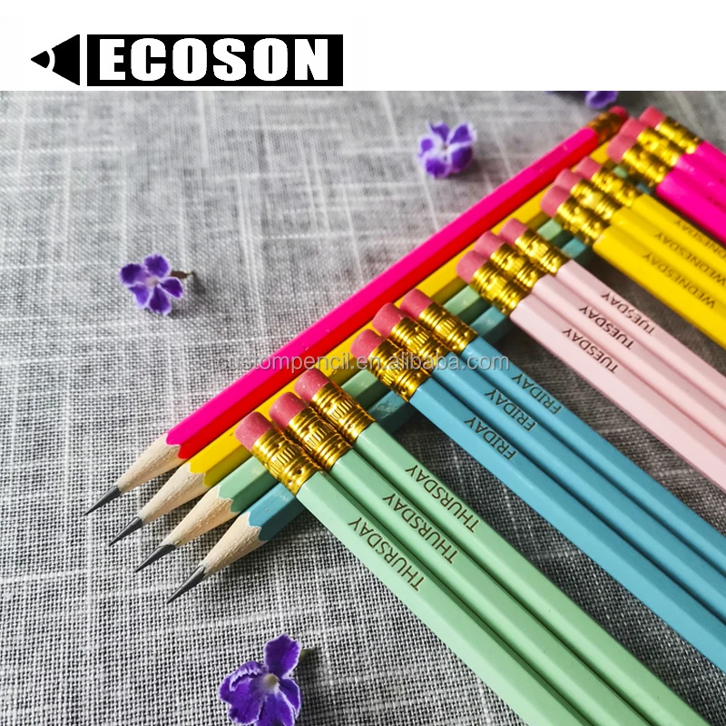 Chinese Factory Cheap Promotional Custom Printed  Logo Printed Pencil Wooden Pencil With Eraser