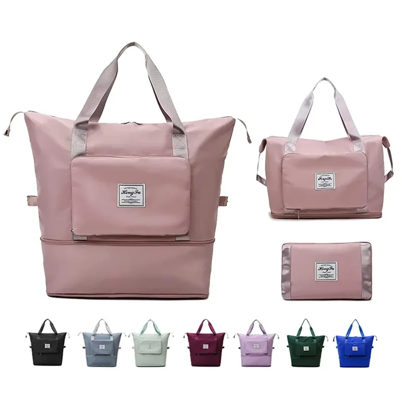 Fast OEM ODM Foldable Expandable Dry Wet Waterproof Duffel Luggage Duffle Yoga Sports Weekend Shoulder Gym Travel Tote Bag Women