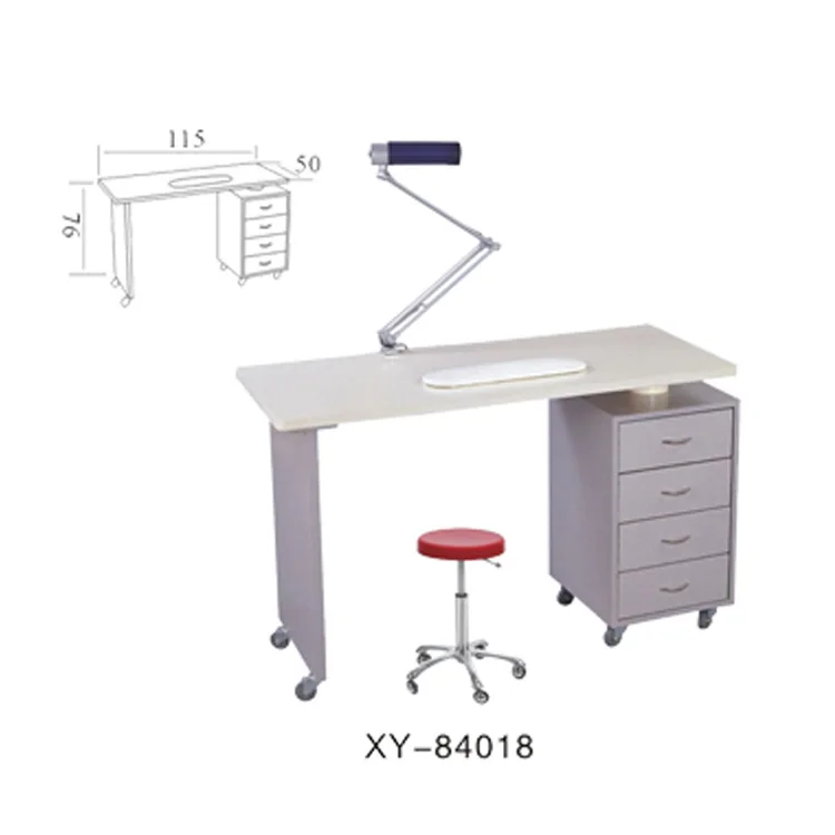 Beauty salon manicure nail table with cabinets wheels exhaust fan