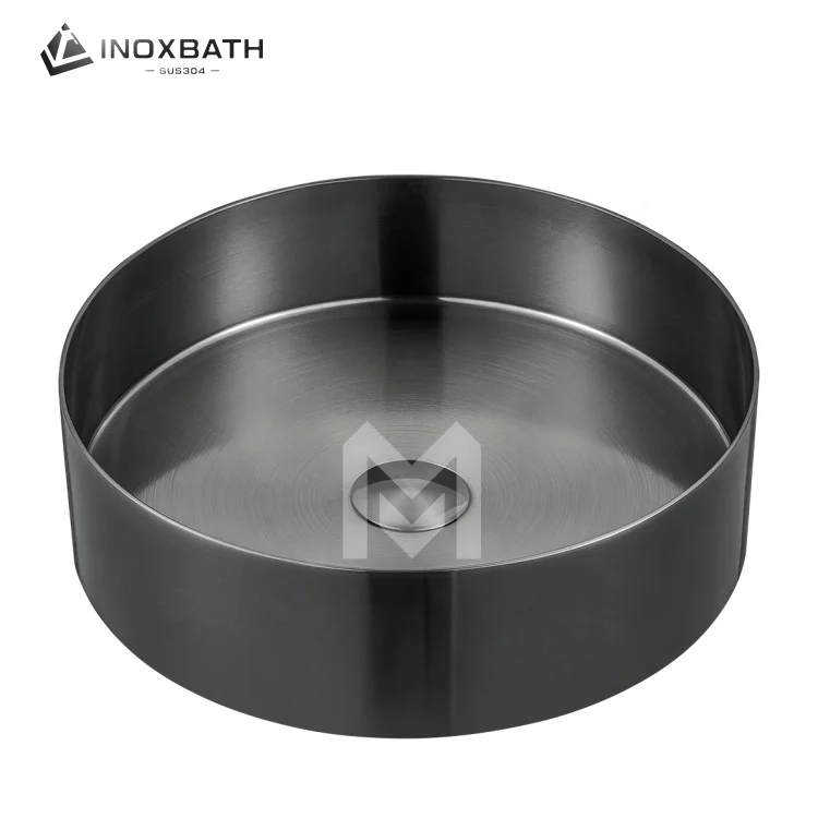 Gunmetal basin round sink metal gray sink light luxury stainless steel wash basin gunmetal bathroom basin sink