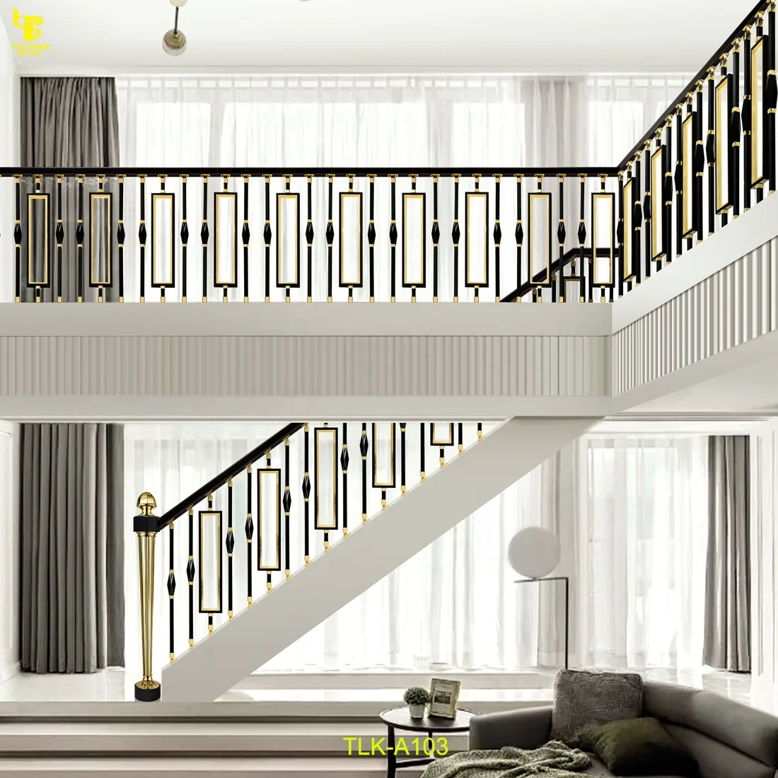 new modern style metal balustrades indoor luxury brass railings for house stairs