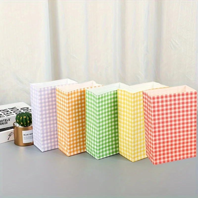 Sheet Plaids Tissue Paper Colorful Checked Pastel Gift Wrapping Paper Decorative Art Paper for Birthday DIY Crafts Decor