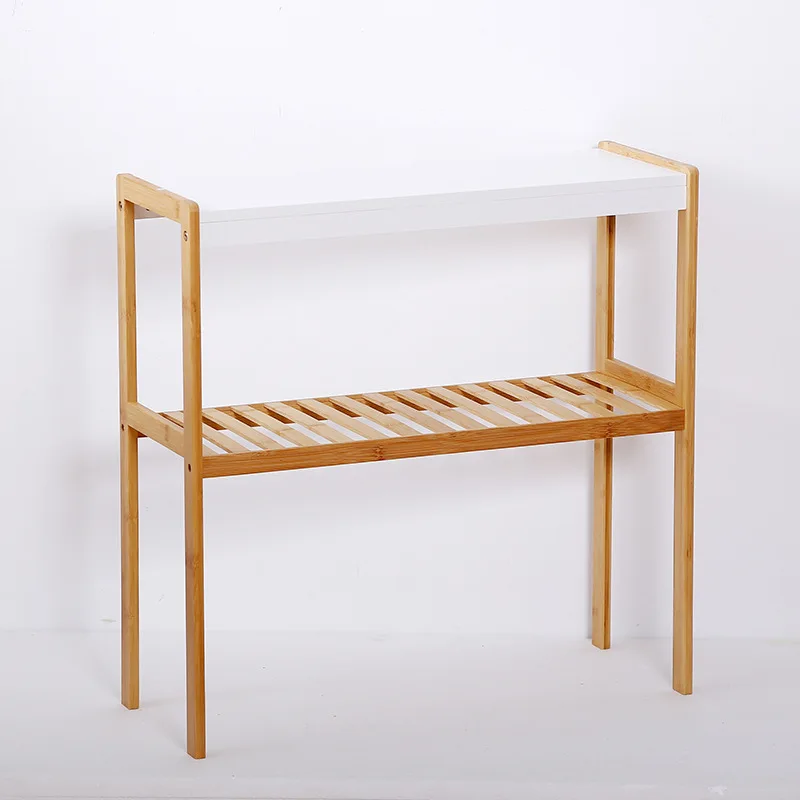 Регулируемый и съемный 2 слоя стеллаж для хранения из бамбука ванной комнаты гостиной спальни кухни дерево