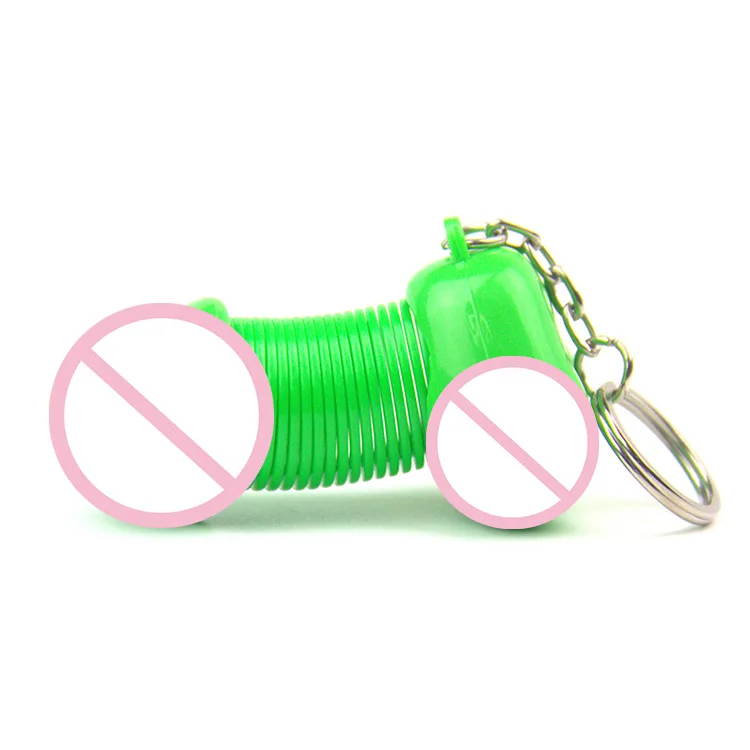 Wholesale Hot Sale Green Plastic Keychain Multiple Materials Green Plastic Carving Mini Dildo Keychain For Gift