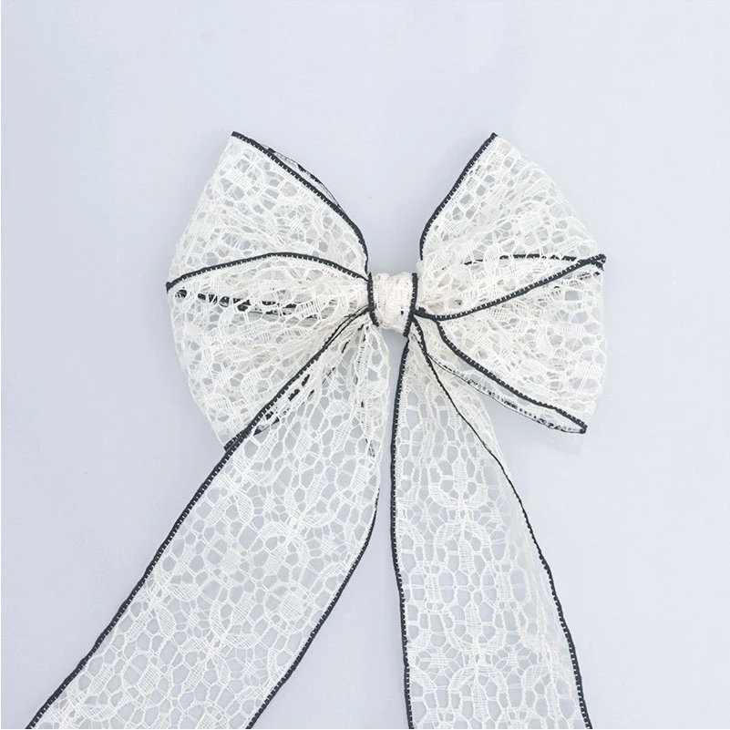 Custom Jacquard Ribbon Trim Black Edge Transparent Lace Ribbon Bow Tiara Bouquet Cake Gift Packaging Ribbon