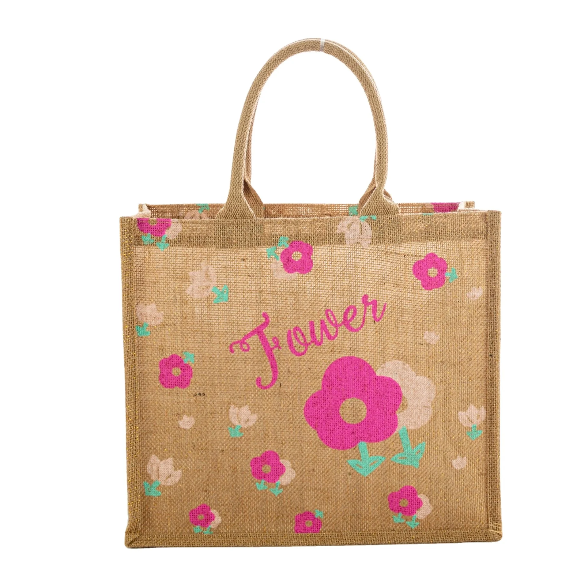 Wholesale Cheap Price Shopper Bag Custom Printed Large Natural Eco Friendly Burlap Beach Bag Jute Shopping Tote Bag With Logos