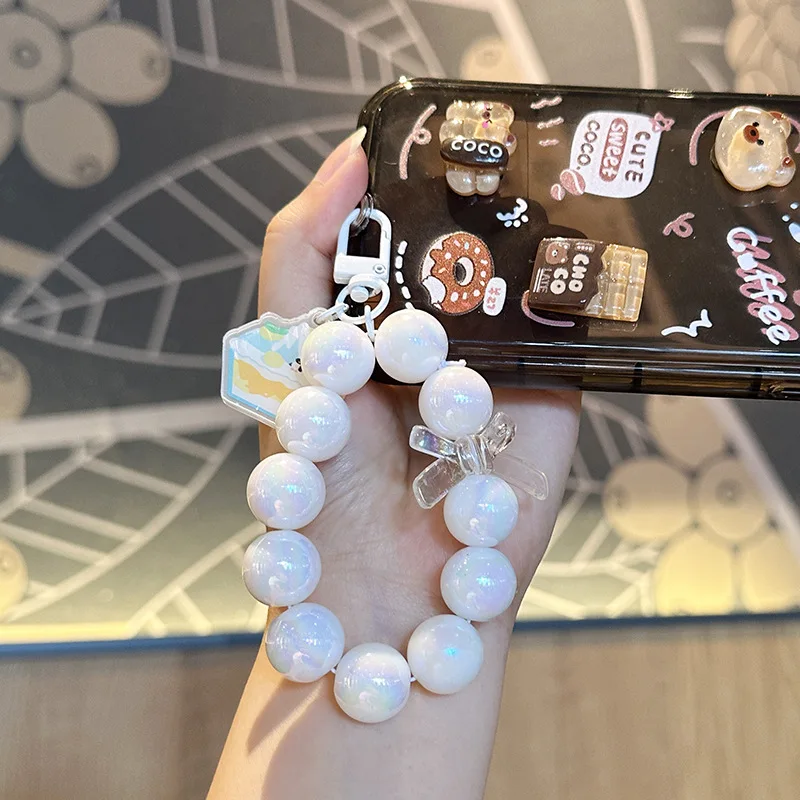 Crystal Love Heart Lanyard for Adjust IPhone Anti-Lost Bracelet for Samsung Mobile Phone Case Wrist Strap Car Keychain Cute