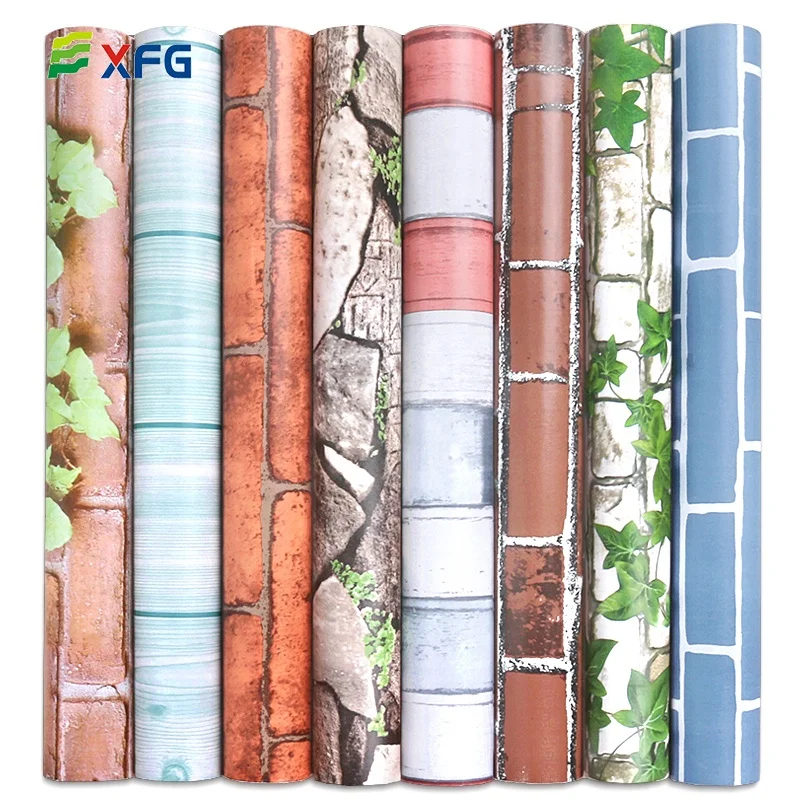 Wall Sticker Rolls Waterproof Brick Wallpaper Material Beautiful Stone Modern 3D PVC Geometric 1pc/opp Bag 10 Rolls Xinfeng