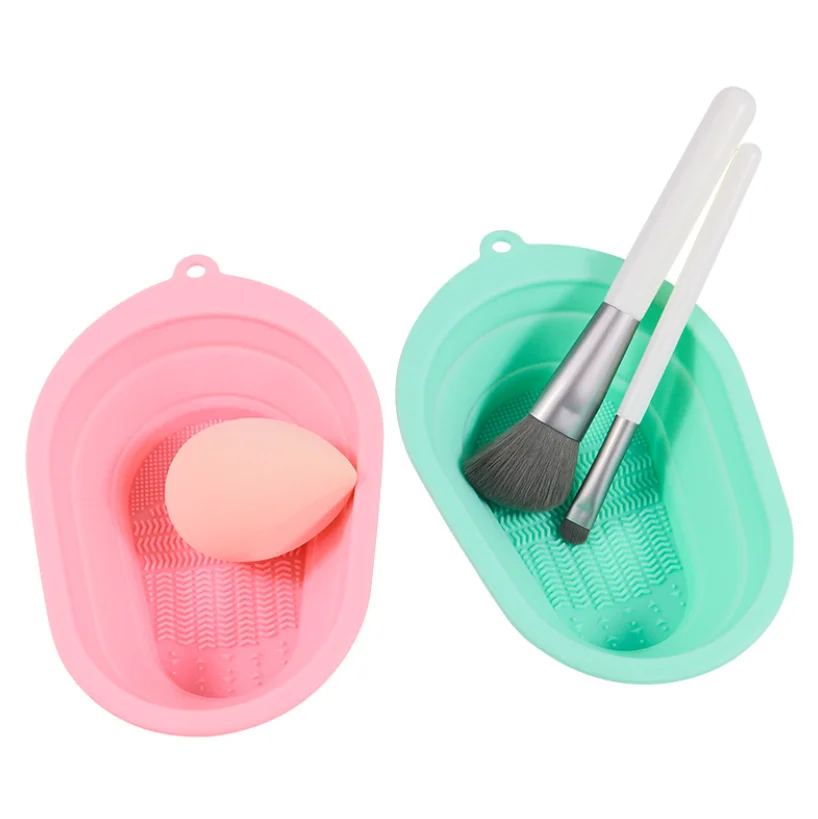 Fashion new design beauty makeup face brush cleaner foldable silicone soft eco freight bowl clean tools wholesale