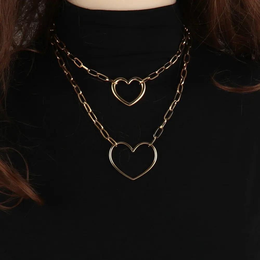 316L Stainless Steel Necklace For Women Choker Heart Clavicle Chain Necklaces Charm Heart Pendant Necklace Jewelry
