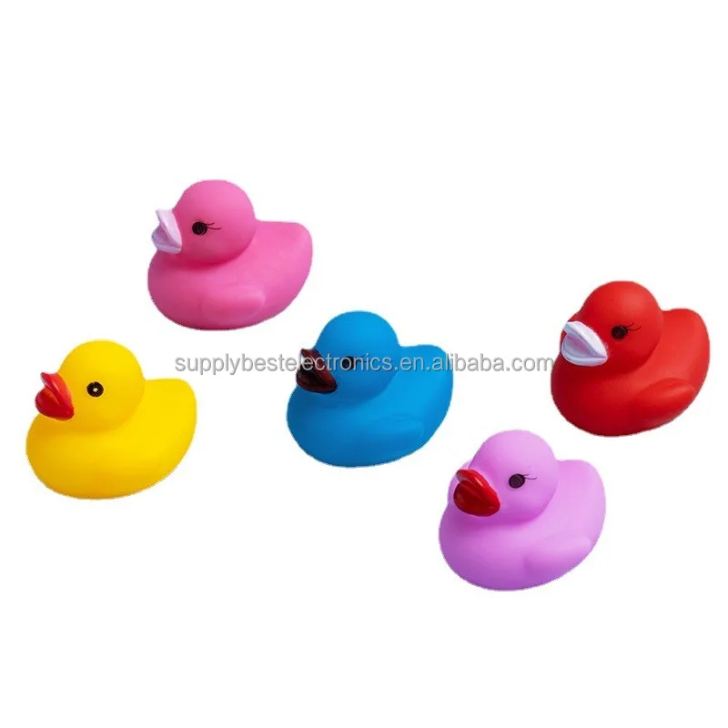 Multicolor PVC Plastic Small Ducky Light Color Squeak Baby Bath Toys Bulk Mini Yellow Pink Blue Black Rubber Duck