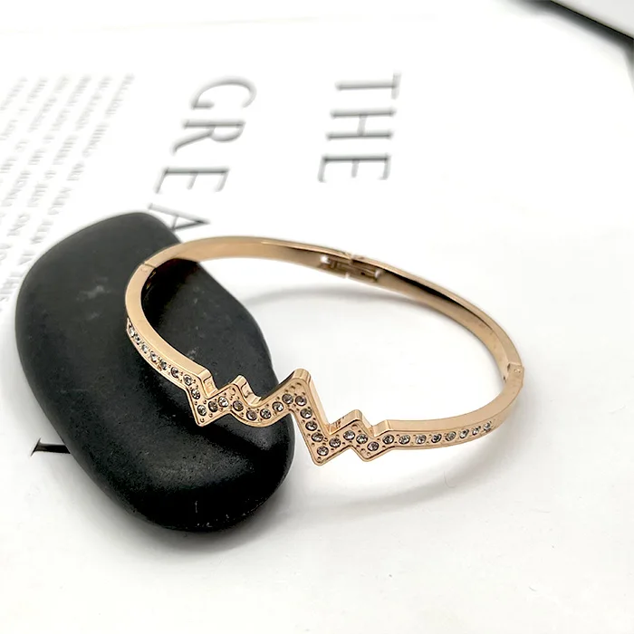 Bracelets &Bangles Ladies Crystal Stone Customized Zircon Bracelet Stainless Steel Jewelry Making Supplies Bangle Women
