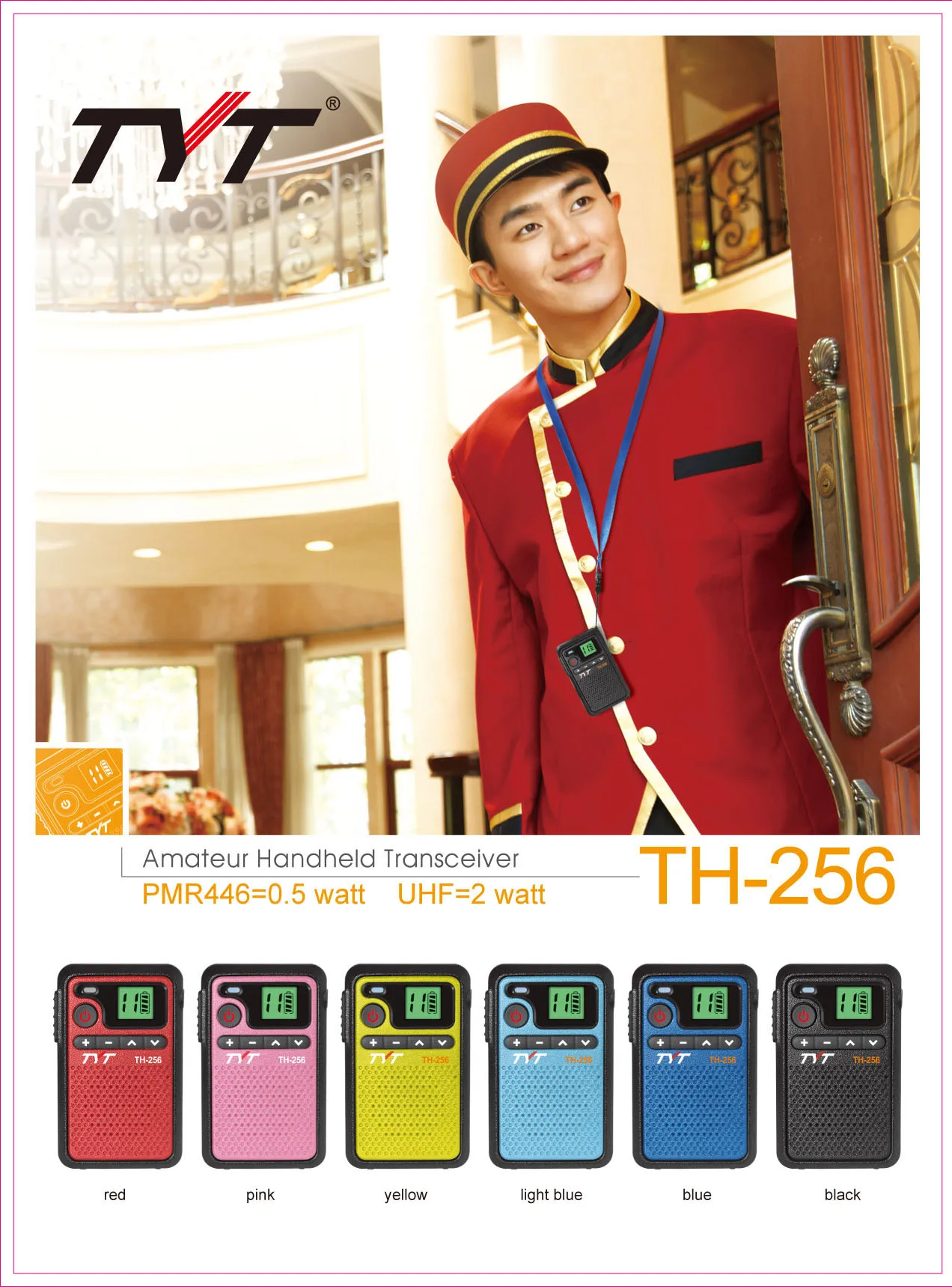 TYT TH-256 mini small size radio 2w output power pocket radio analog handheld uhf antenna built in two way radio