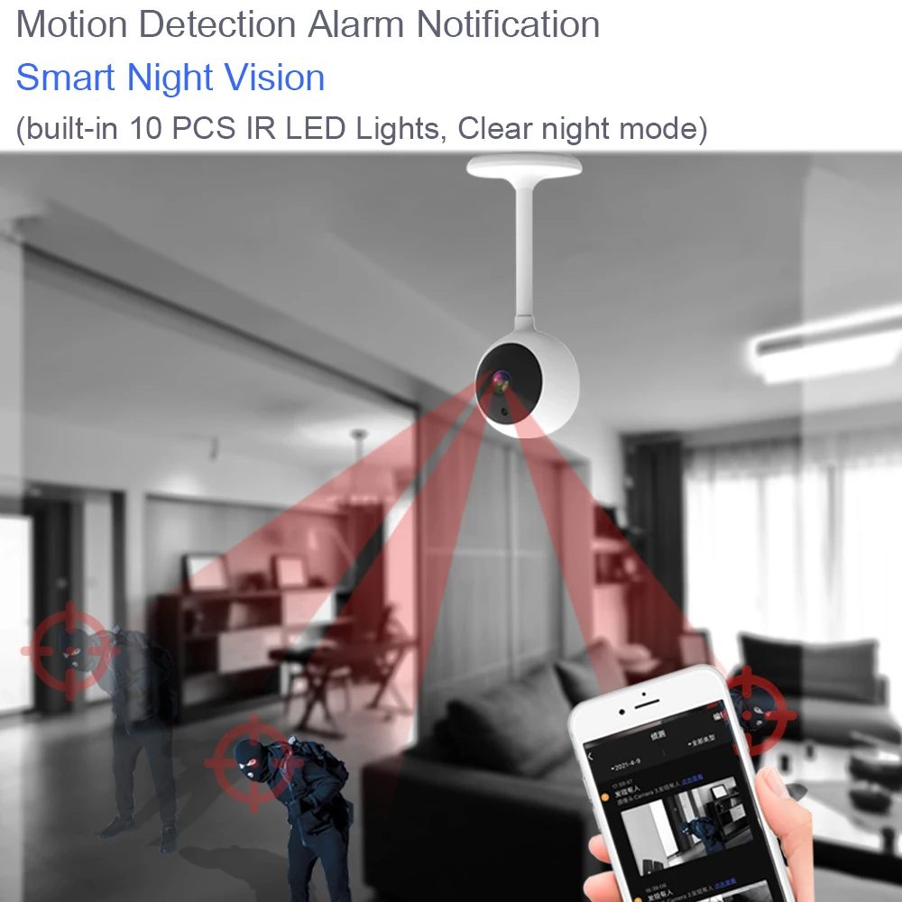 2023 HD 1080P 2MP wireless wifi mini cctv smart home security camera small indoor baby camera 360 rotating portable ip camera