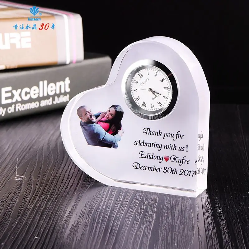Manufacturers for special-shaped heart-shaped ornaments wedding souvenirs company celebration crystal clocks