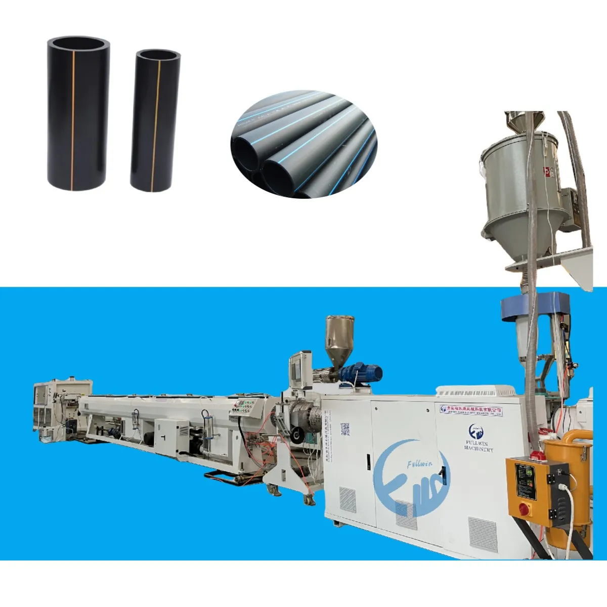 Fullwin Machinery 75-200mm plastic HDPE PE PP pipe making extrusion machine production line