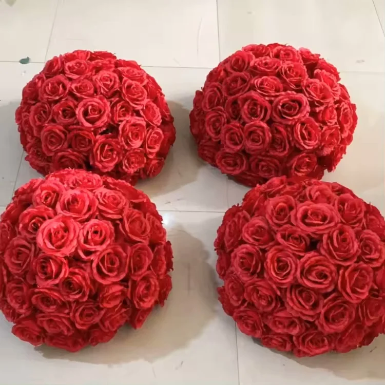 betterlove silk red rose  bou    de large 40 60 round white blue  baby breath   rose arrangement ball flowers