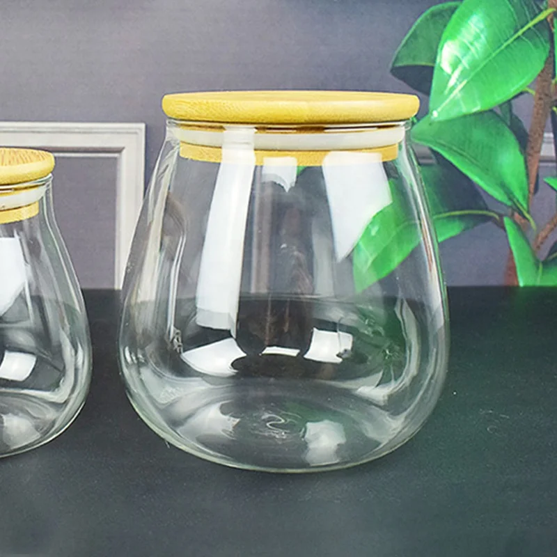 Wholesale 450ml Sugar Flour Tea Candies high borosilicate Glass Storage Jars  with lid