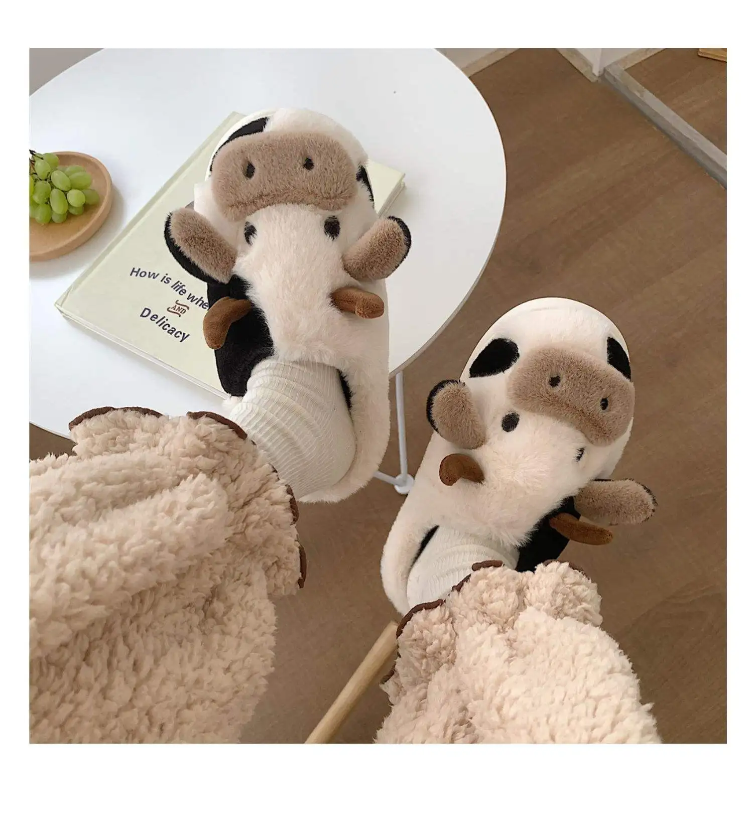 2024 Cow Four Seasons  PVC sole sandals and slippers animal plush slippers animal prints slippers