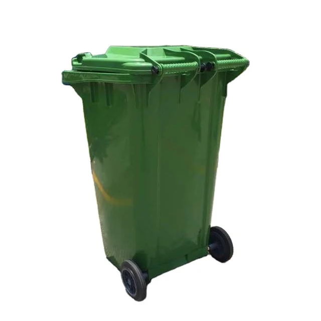 High density polyethylene waste bins 240 liter garbage bins outdoor street trash cans with lid