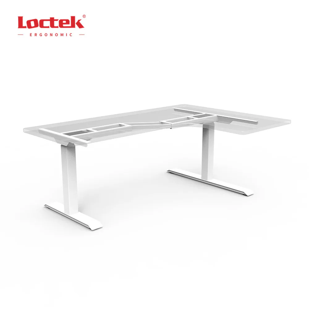 Loctek современный в форме буквы L 3-ступенчатый двойного двигателя уголок с электрической регулировкой высоты на подставке для офисного стода ET223ZL