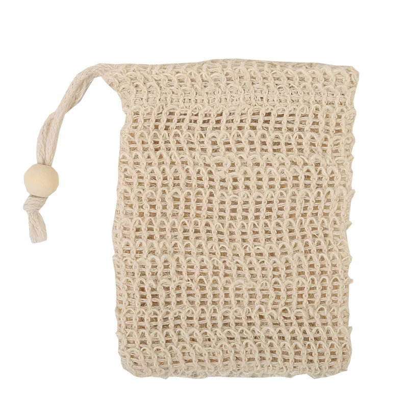 Cotton Linen Natural Bath Bag with Nylon Brush Sisal Bubble Net String for Body Application Bath Brushes Sponges & Scrubbers