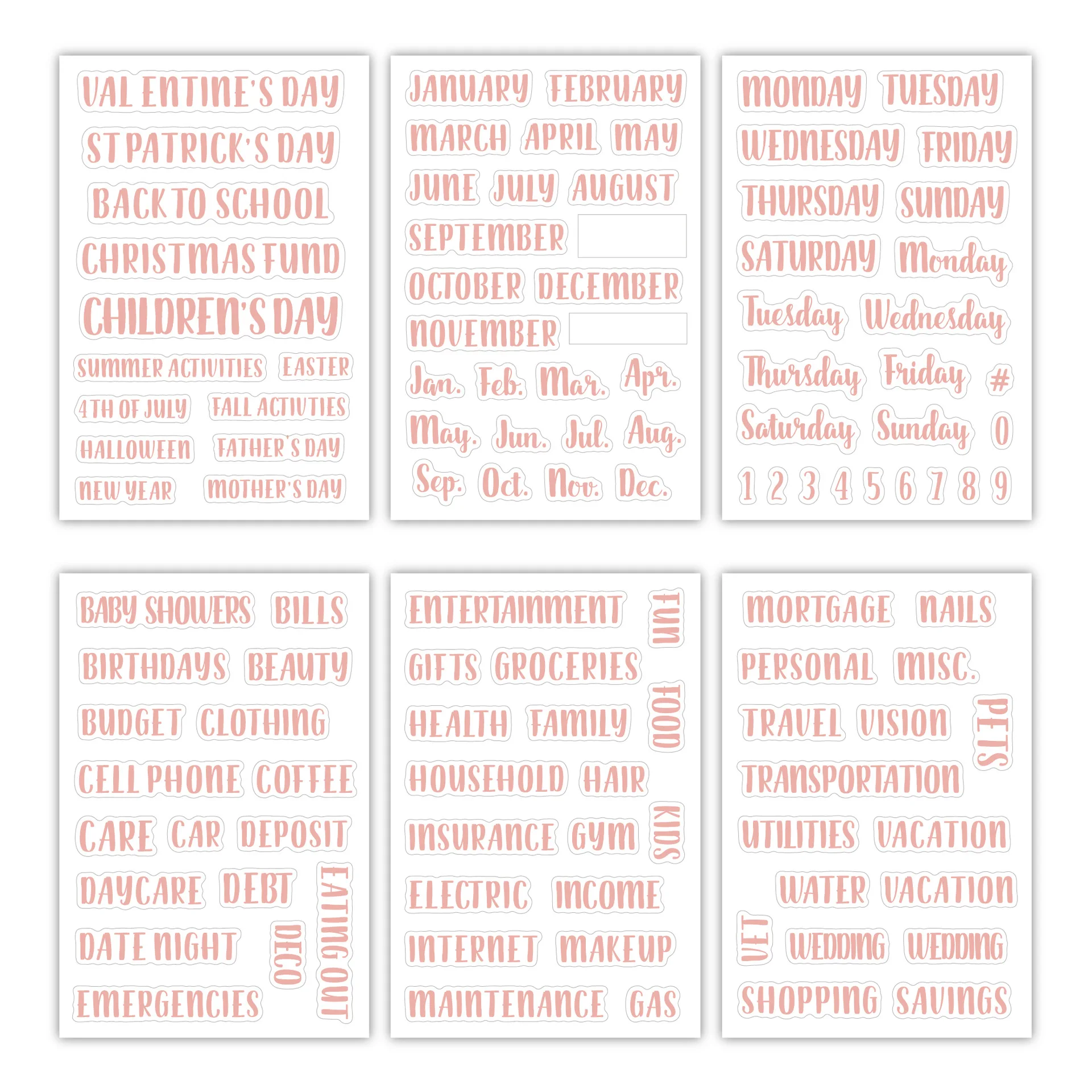 High Quality Cash Envelope Budget Category Sticker English Plan Book Scrapbook Decoration Waterproof  Custom Planner Sticker