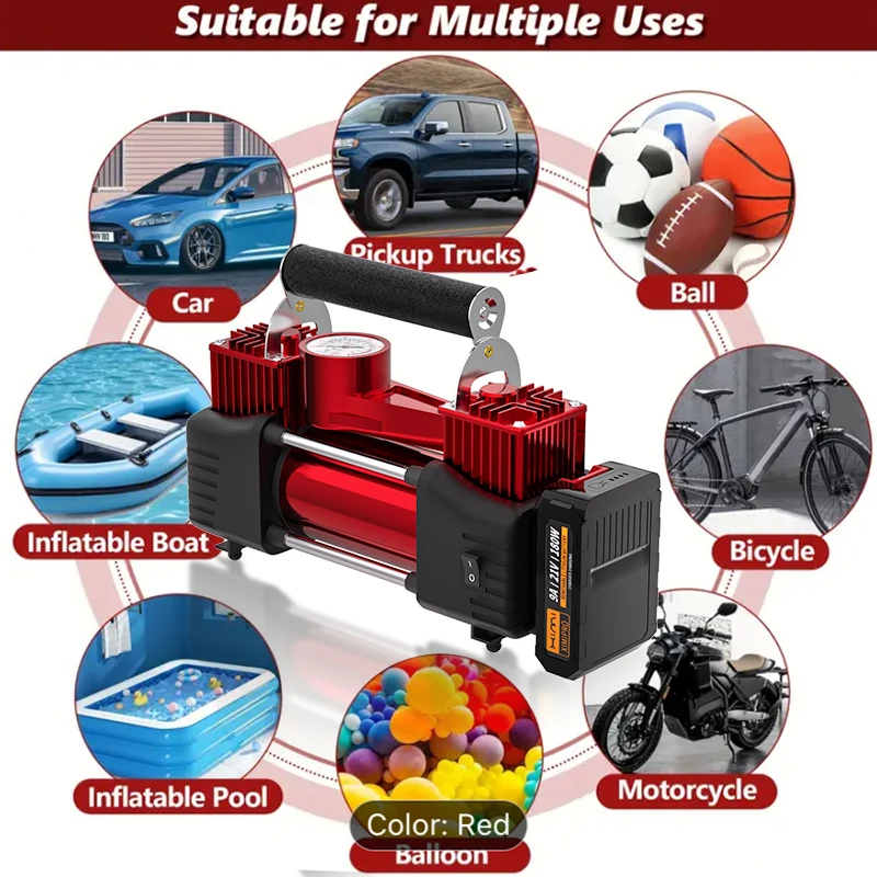 wireless rotor mental double car inflator pump compressor precise pointer air pressure for car tires swimming rings basketball