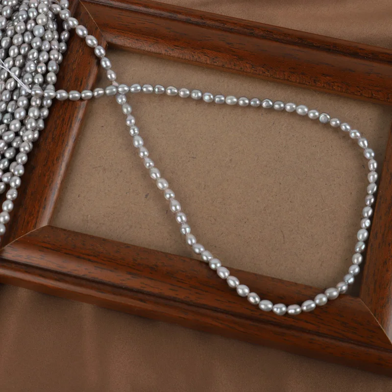zhiteng freshwater natual pearl 4.5-5mm rice beads black strand necklace jewelry Making loose bead wholesale