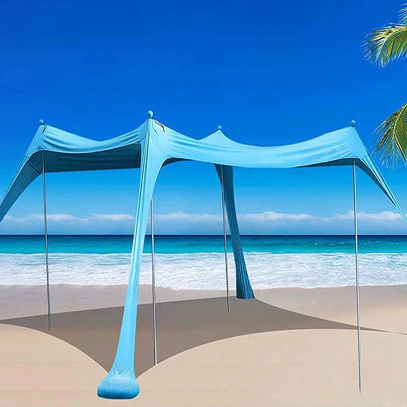 Camping Pop Up Beach Tent with 4 Aluminum Poles Beach Sunshade with a Carrying Bag