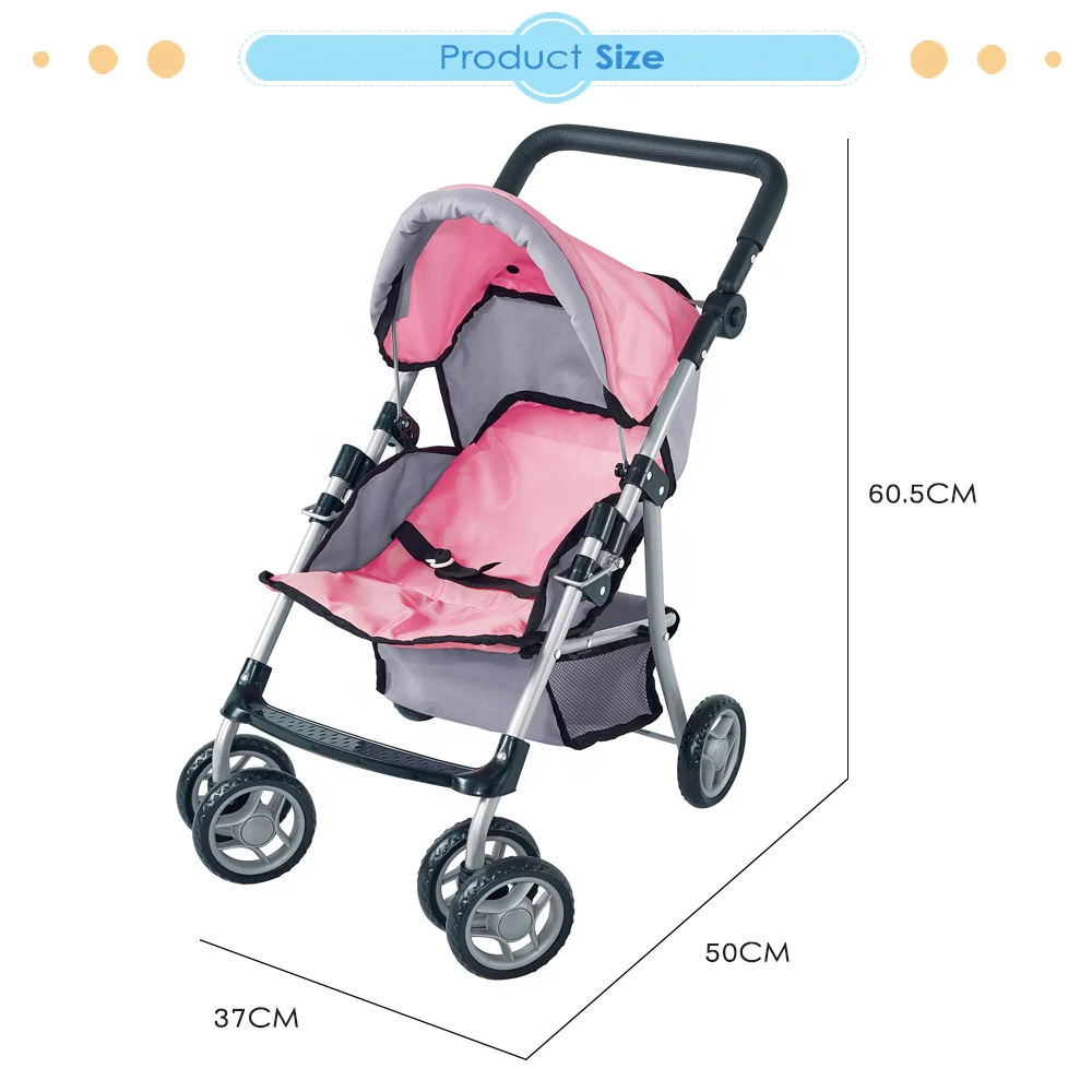 Dollri Starri New Fabric Design 2022 Baby Doll Pushchair with Sun Canopy and Adjustable Handle and Seat Stroller for Dolls