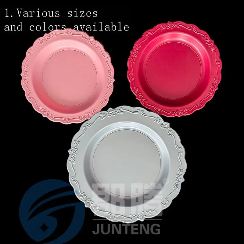 Manufacturer Customize Design Flower 10in Plate Disposable Pp Round Tray Food 250mm Plates Plastic Dinner Plate  Different Color