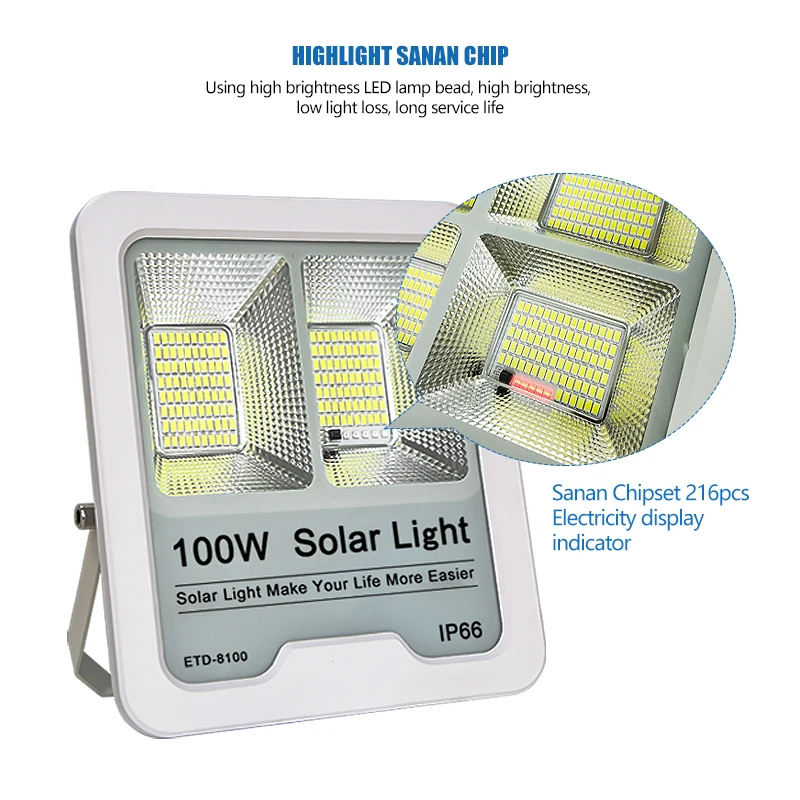 Etenda Wholesale Ip66 Ip67 Waterproof Outdoor Led High Brightness 50w 100w 200w 300w Garden Solar Flood Light