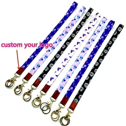 High quality personalized custom polyester silkscreen logo woven embroidered lanyard with keyring