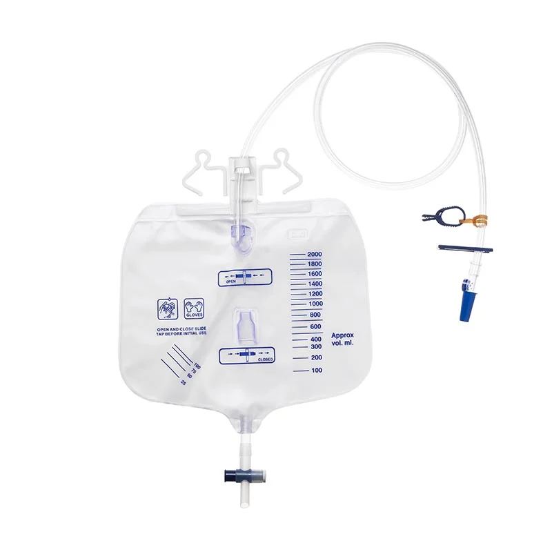 2000ml 2600ml Sterile pvc Flow Meter Disposable Urine Collector Drainage Urine Bag with Push-pull Valve