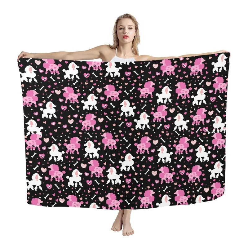 Custom Sarongs With American Flag Designs Print on Demand Cute Cartoon Dog Hawaiian Sarongs Wholesale Sublimation Beach Towel