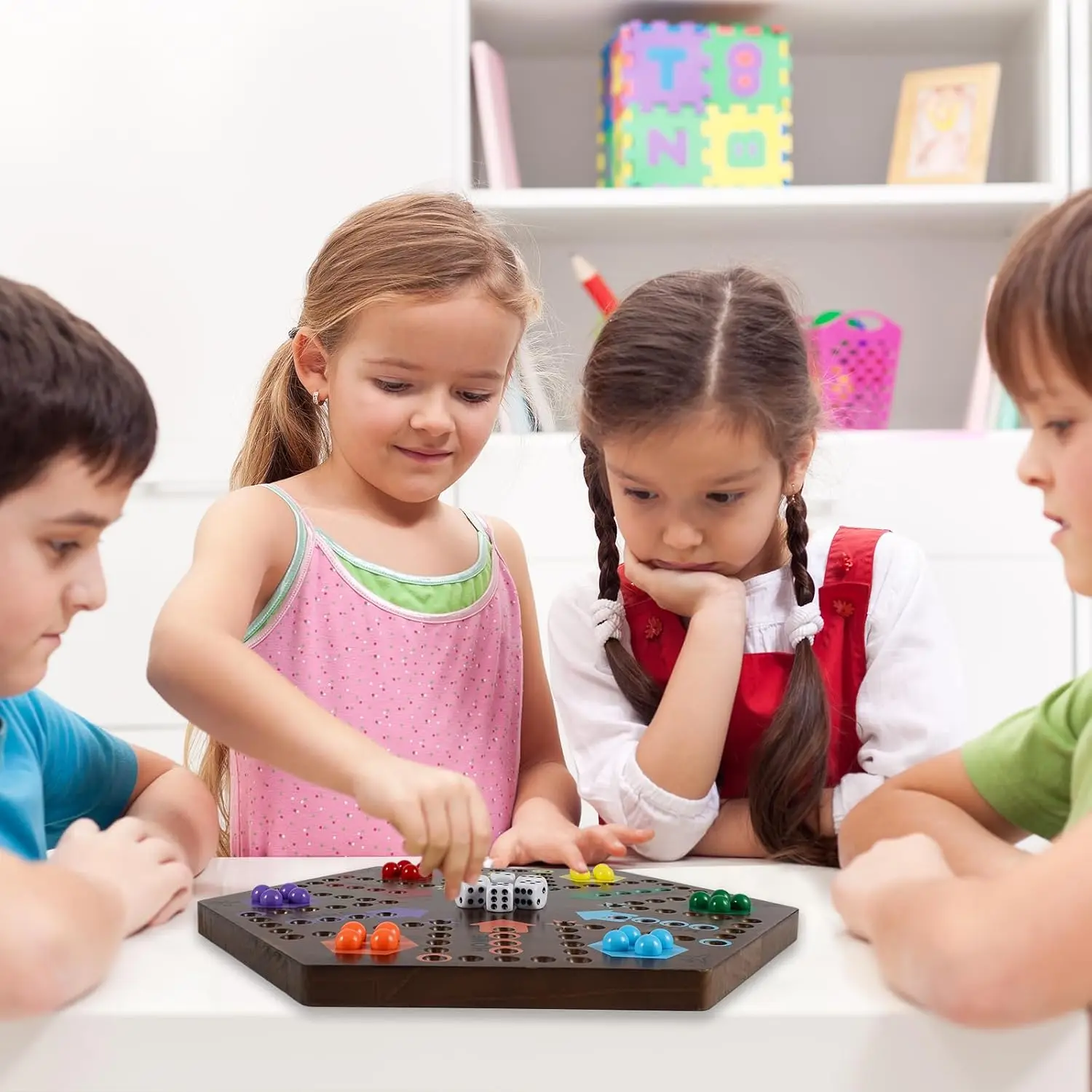Children with Family Games Chinese Checkers Board Game with 60 Glass Marbles and 11.5 Inch Board