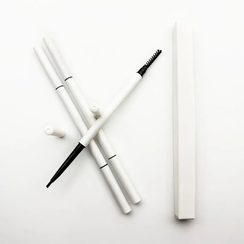 white Private Label slim Eyebrow Pencil Custom Logo Waterproof Vegan Eye Brow Pen Customized Brow Pencil With Brush