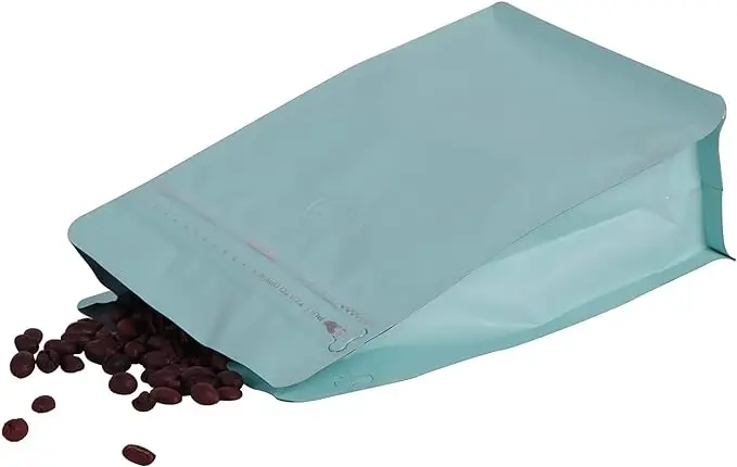Coffee Bags with Valve Aluminum Foil Flat Bottom Standing Coffee Beans Storage Bags Reusable Zipper Pouch