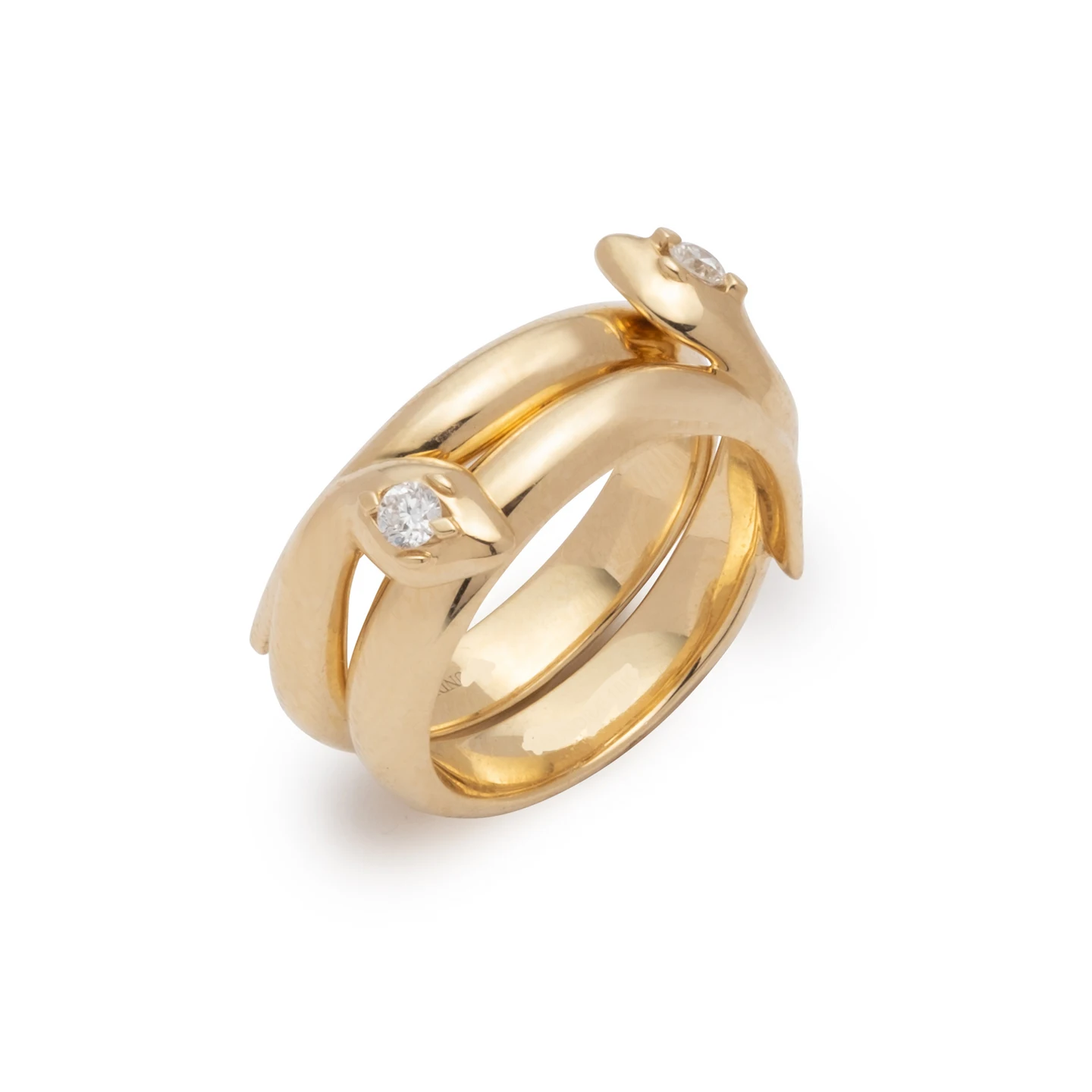 Slovehoony S925 Sterling Sliver Cute Snake Shiny Zircon Twist Chubby Wholesale Personality Gold Plated Jewelry Rings For Women