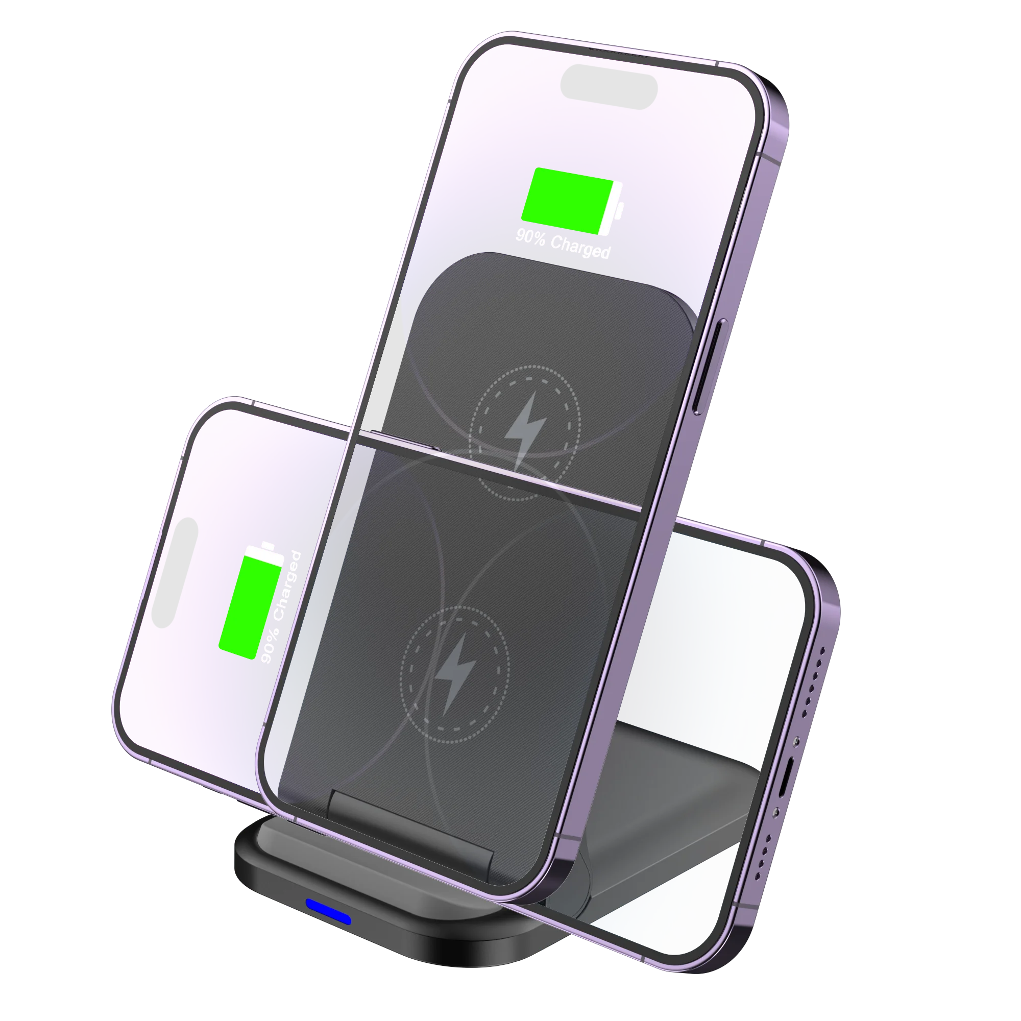 15W Portable Dual Coil Desktop Wireless Charger Outdoor Travel Safe Charging Portable Foldable Mobile Phone Charging Stand