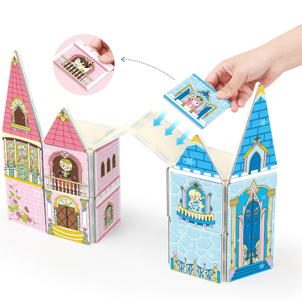 Toddler Kids Educational Toys 3D DIY Magnet Blocks Set Clear Magnetic Building Block Tiles For Children