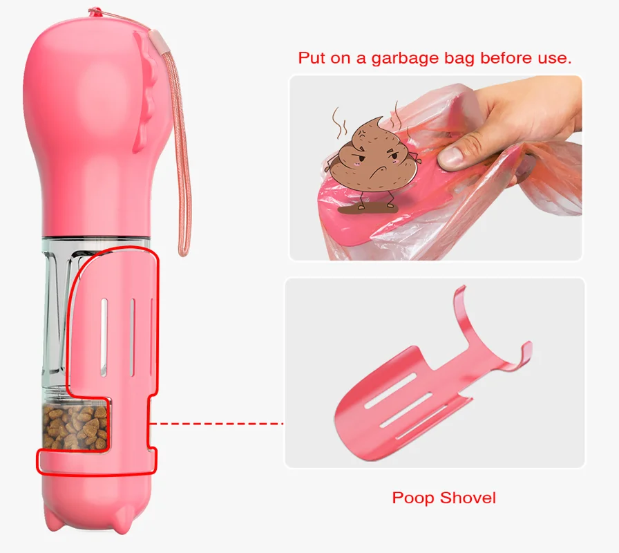 Portable Raised Food And Pet Cat Dog Plastic Travel Design Elevated Pet Water Bowl Attachment Bottle