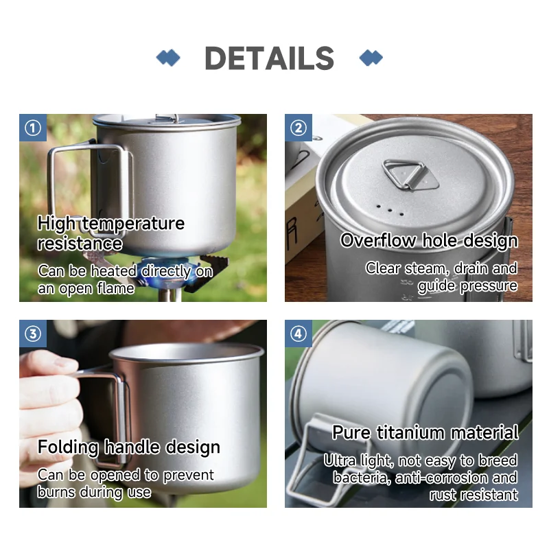 YIOUTDOOR Factory Direct Supply metal wine mug ultra-light customized titanium mug