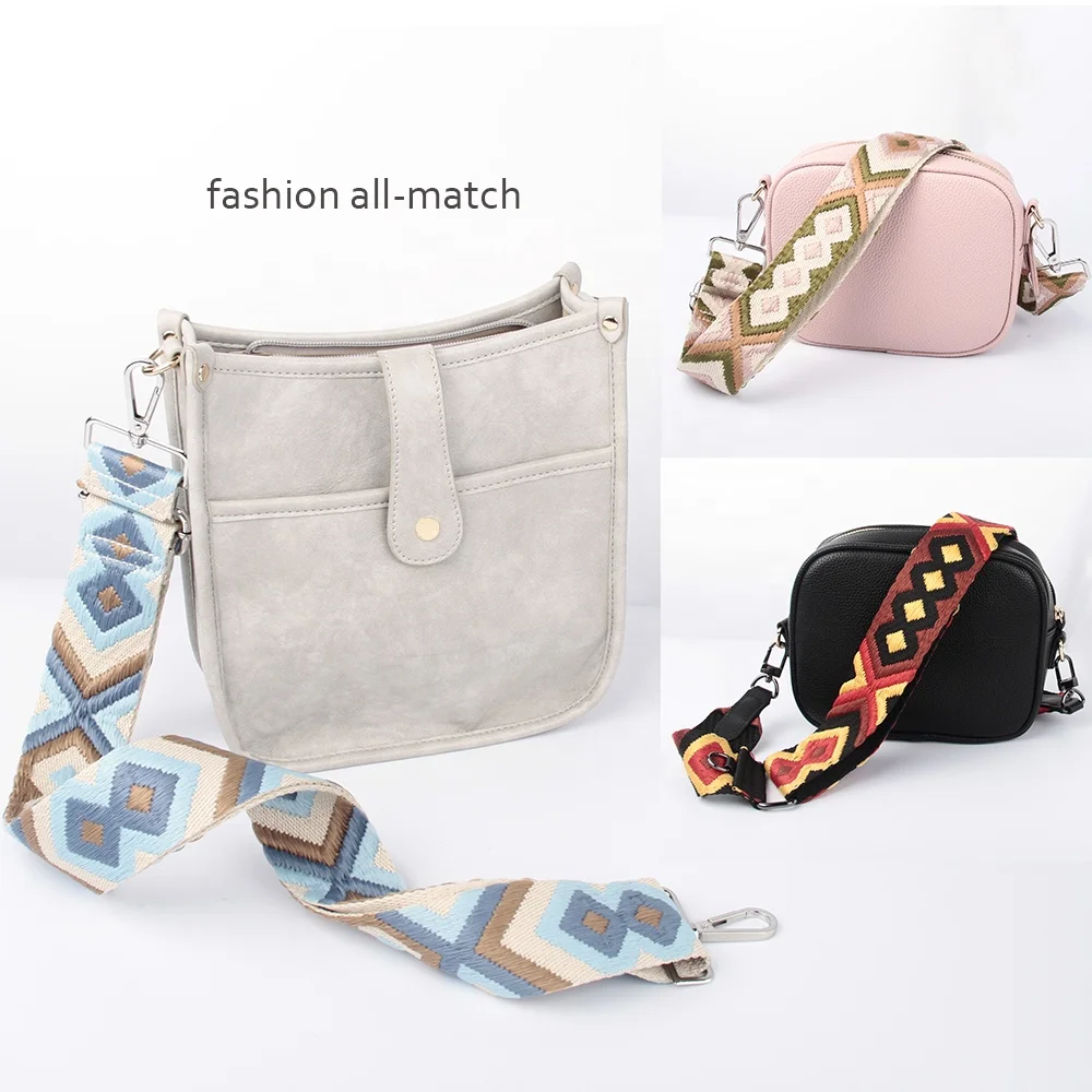 55 colors adjustable replacement jacquard embroidery handbag strap woven ethnic aztec webbing shoulder crossbody bag straps